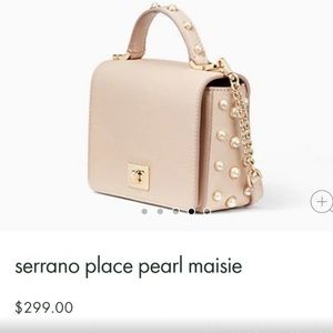 Kate Spade Serrano Pearl Maisie Handbag Purse. Warm Beige .